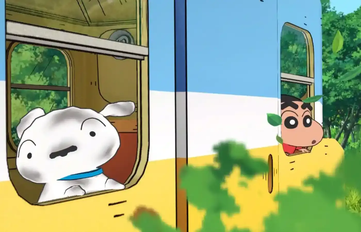 hình ảnh chú chó Shiro cùng shin trong bộ phim shin chan shiro and the coal town