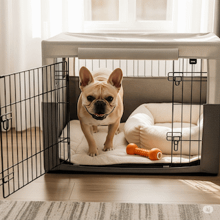 một khu vực riêng với ổ nằm, chăn hoặc đồ chơi quen thuộc để chó nghỉ ngơi. Đây sẽ là nơi trú ẩn khi chó cảm thấy lo lắng hoặc mệt mỏi.